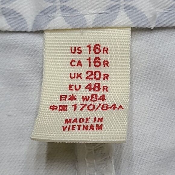 Khaki By Gap Womens Chino Pants 16 Slim City Geometric Blue & White Flat Front - Picture 9 of 12